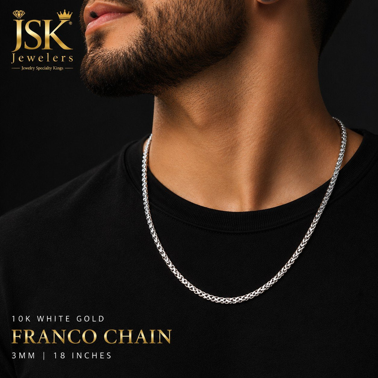 10K WHITE GOLD FRANCO CHAIN