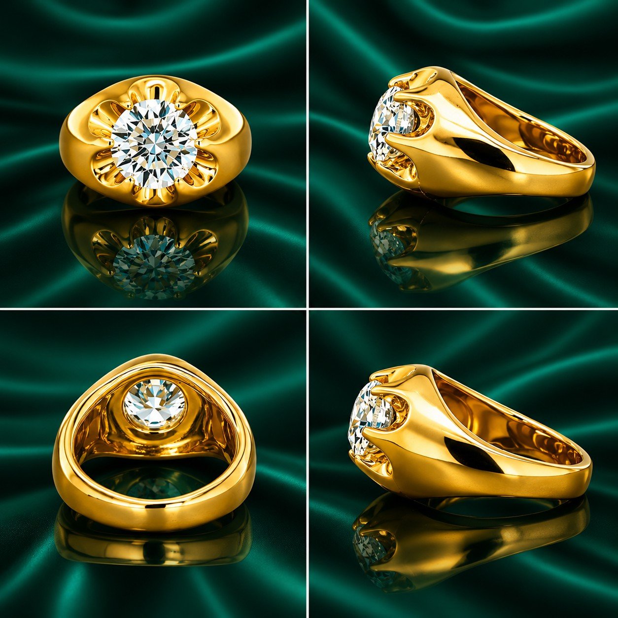 14K GOLD MENS PINKY RING WITH SOLITAIRE
