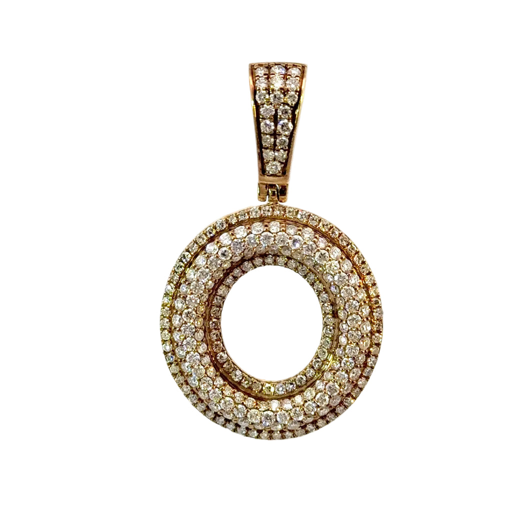 "O" SHAPED PENDANT 10K SOLID GOLD 1.82CTW NATURAL DIAMONDS