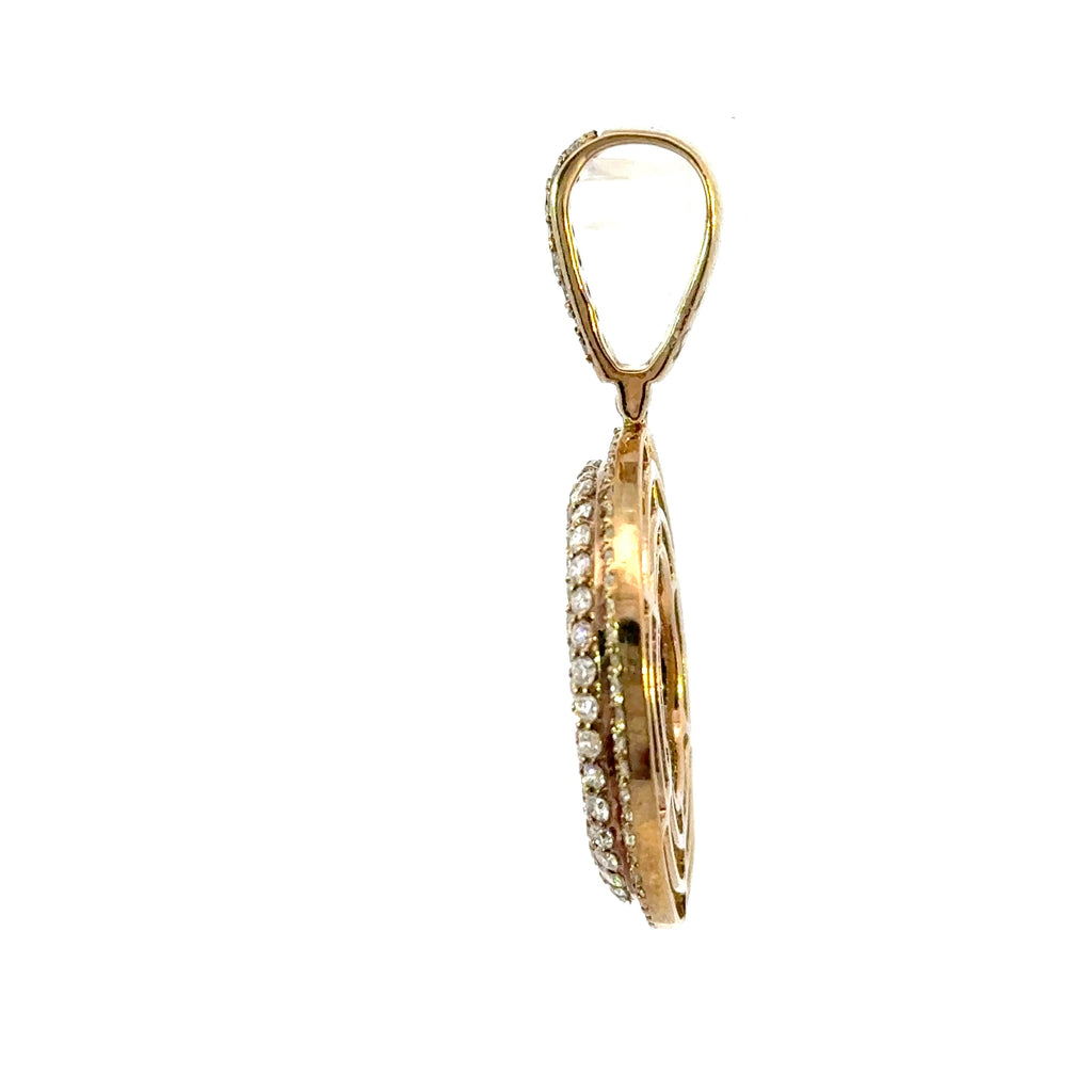 "O" SHAPED PENDANT 10K SOLID GOLD 1.82CTW NATURAL DIAMONDS