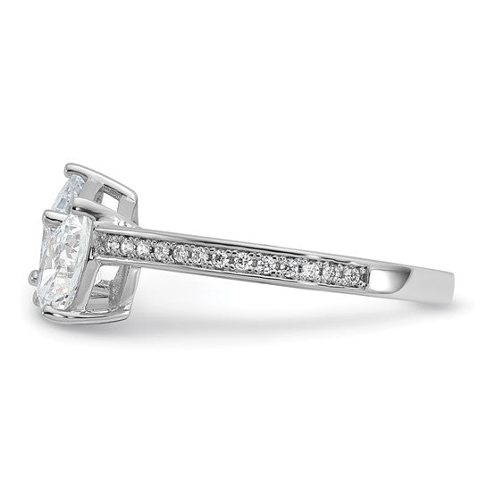 Cheryl M Sterling Silver Rhodium-plated Polished Pear and Square CZ Ring