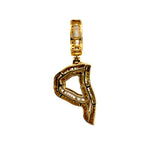 10K Yellow Diamond "P" CHARM with 0.94CTW Natural Diamonds