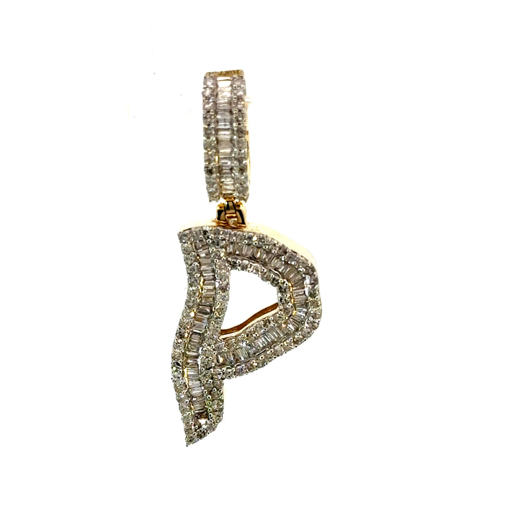 10K Yellow Diamond "P" CHARM with 0.94CTW Natural Diamonds
