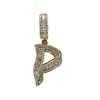 10K Yellow Diamond "P" CHARM with 0.94CTW Natural Diamonds