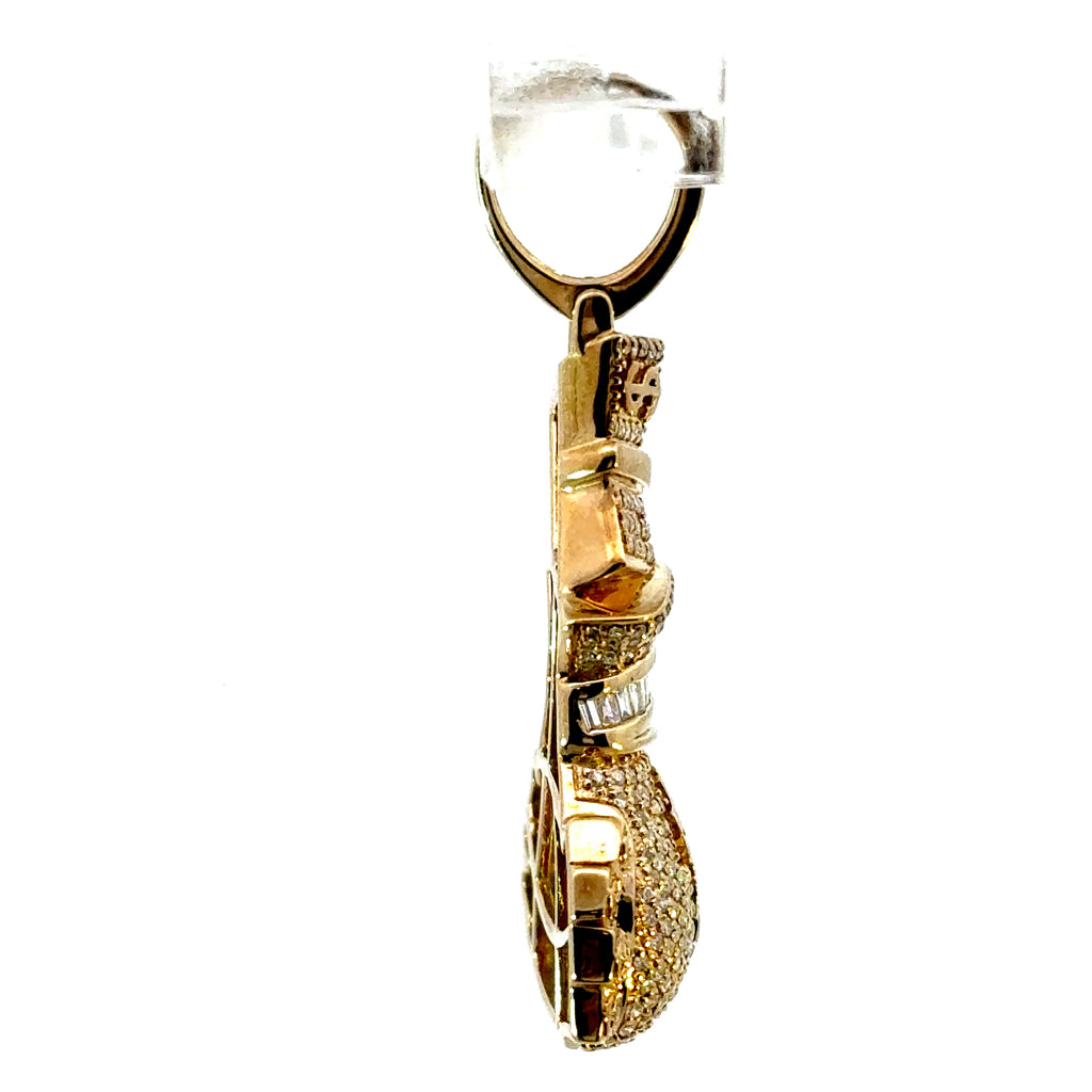 10K Yellow Gold Money Bag Pendant 1.00CTW of Natural Diamonds