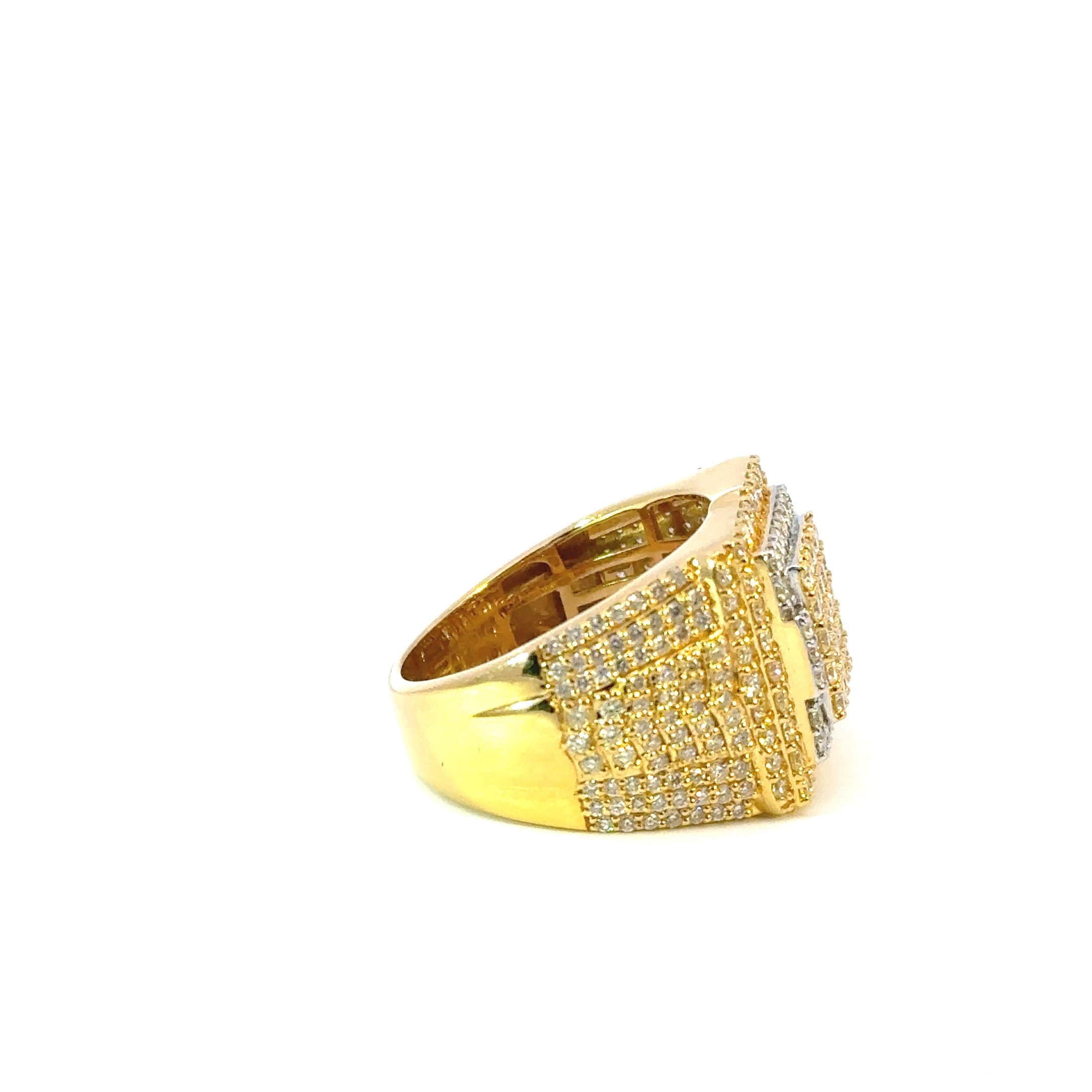 10K Yellow White Gold Mens Ring With 2.50CTW of Natural Diamonds