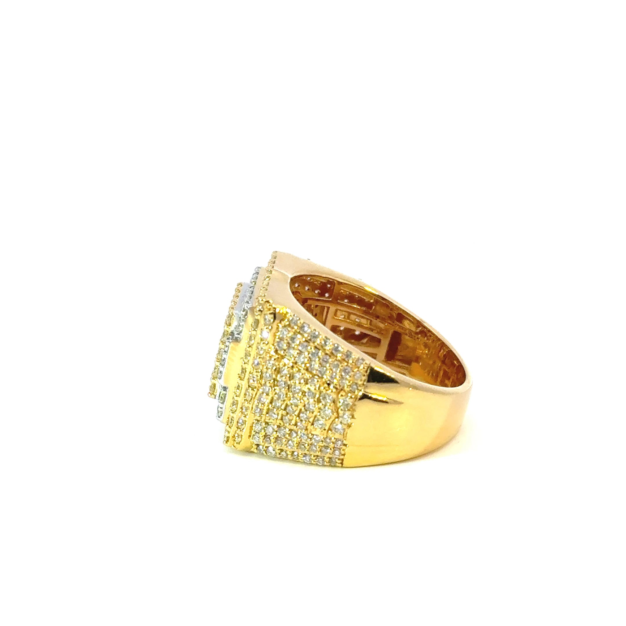 10K Yellow White Gold Mens Ring With 2.50CTW of Natural Diamonds