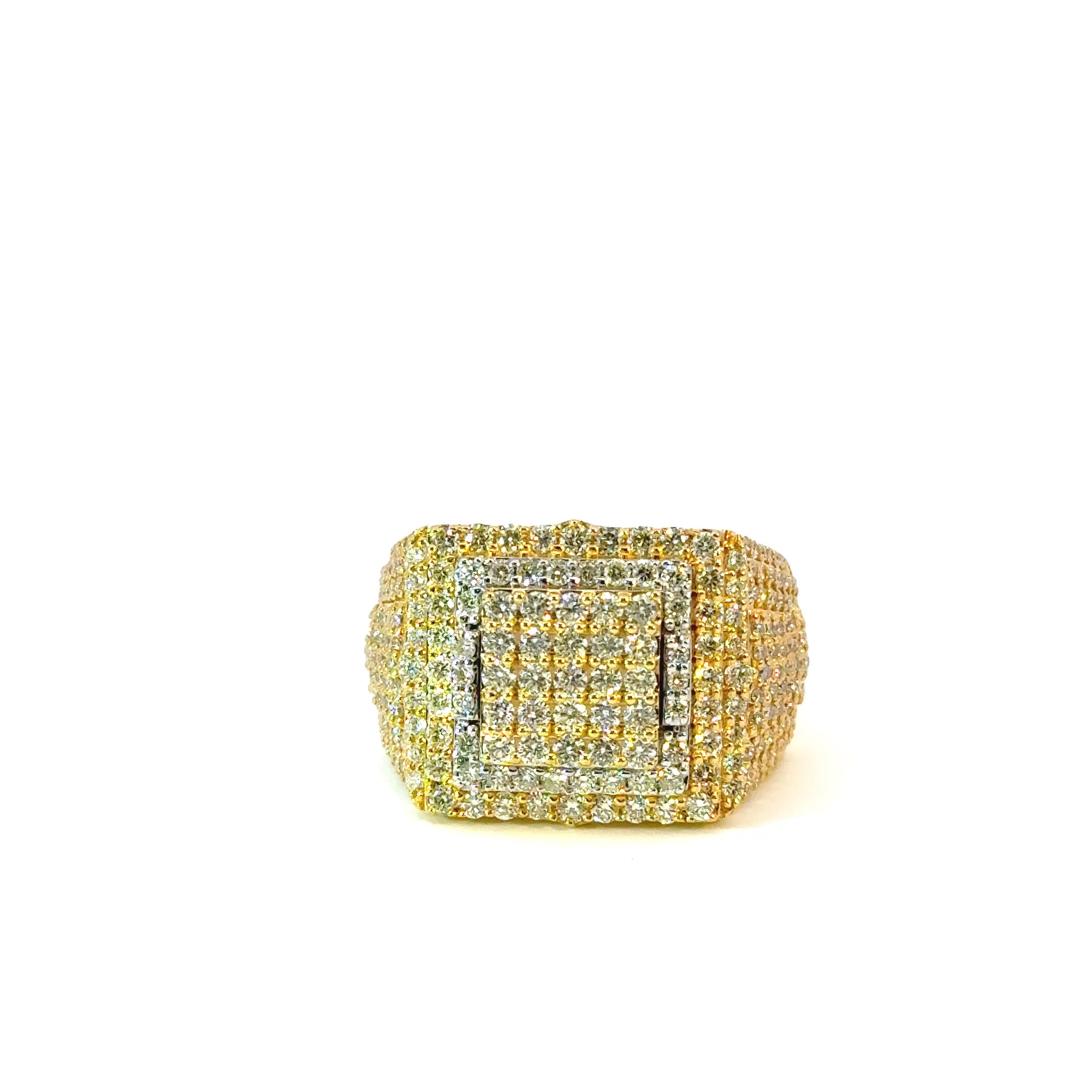 10K Yellow White Gold Mens Ring With 2.50CTW of Natural Diamonds