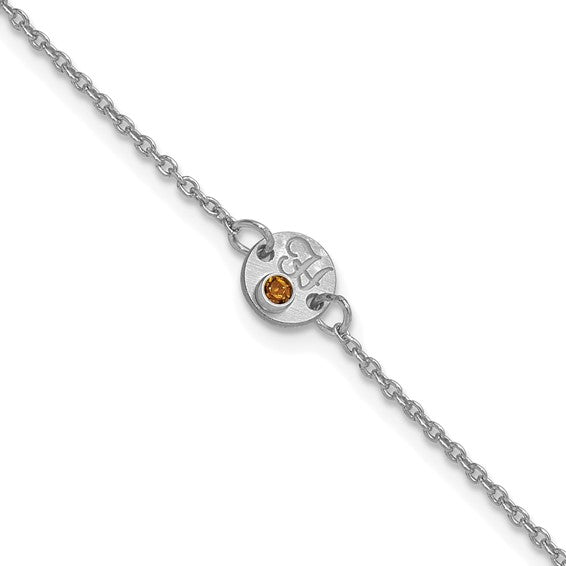 14k Gold 1 Disc with Initial and Birthstone Bracelet