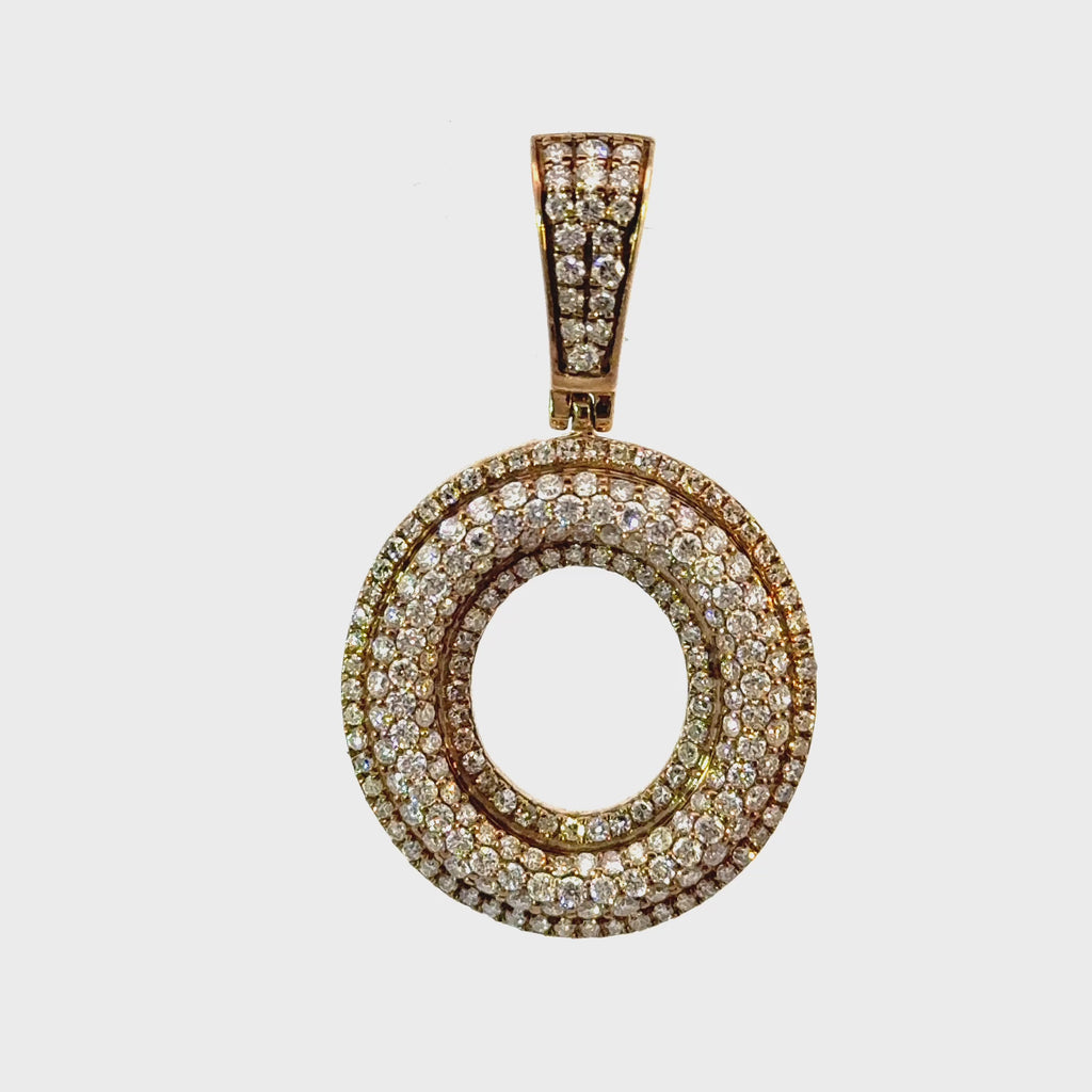 "O" SHAPED PENDANT 10K SOLID GOLD 1.82CTW NATURAL DIAMONDS